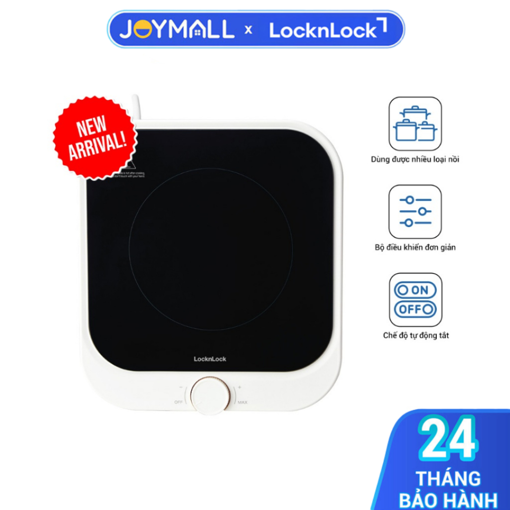 Bếp Hồng Ngoại Mini LocknLock Bianco EJI136IVY, Hàng Chính Hãng, Nhỏ Gọn - Dễ Điều Chỉnh - JoyMall