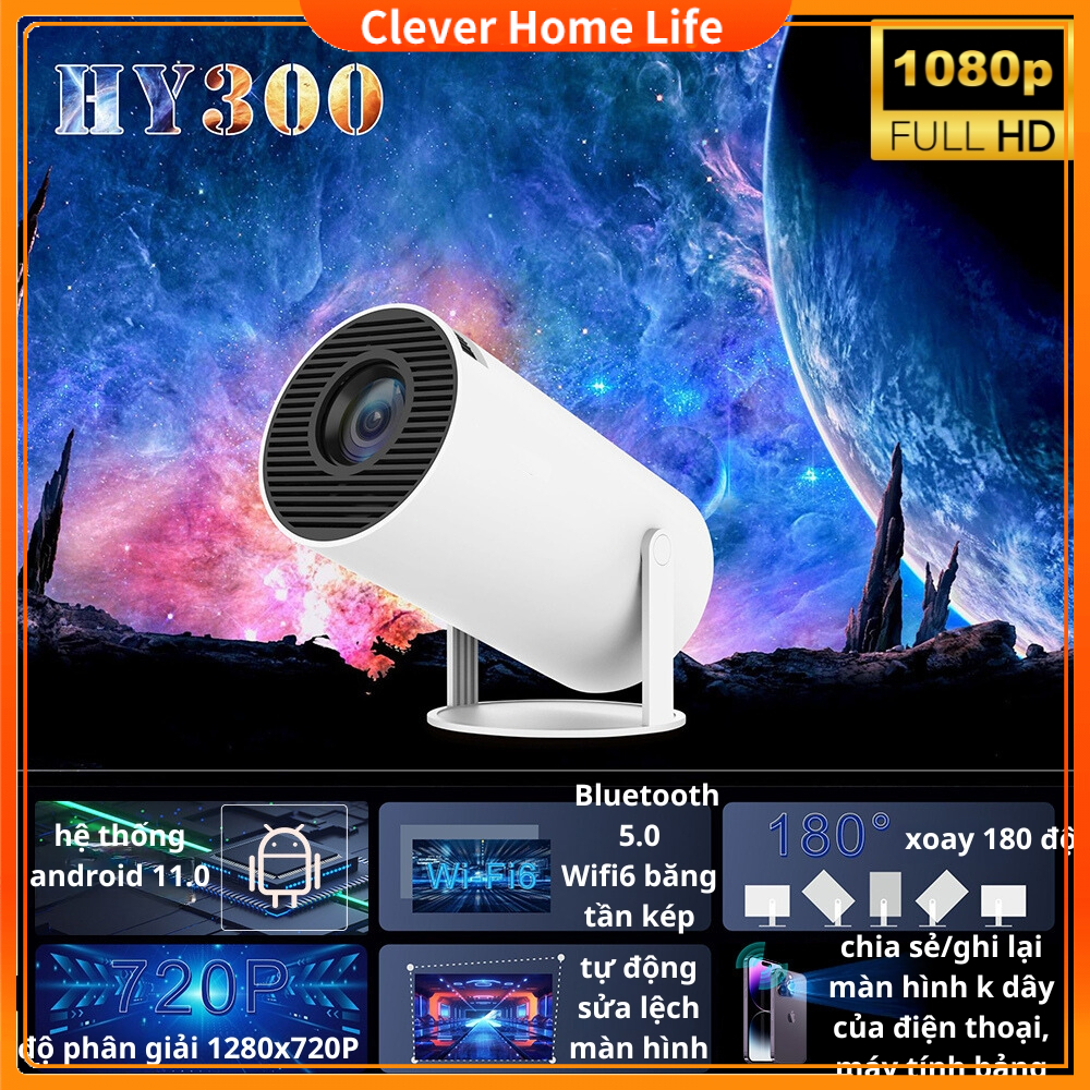 Máy Chiếu Mini HY300 Full HD 1080P – Hỗ Trợ 4K – Android 11 – Loa 3W – Chiếu 130 Inch