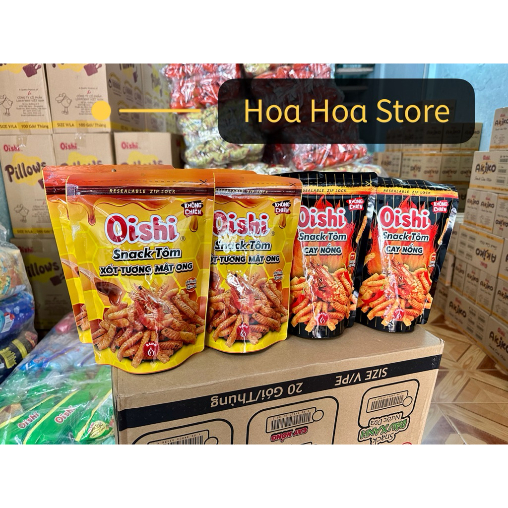 [DATE XA] 5 Gói Oishi Cay Nồng/Xốt Tương Mật Ong/Đậu Xanh/Zuna Xoắn Trứng Muối (túi Zip)