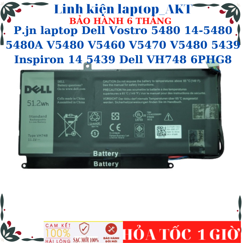 Sạc Pin Laptop Dell Vostro 5480 14-5480 5480A V5480 V5460 V5470 V5480 5439 Inspiron 14 5439 Dell VH7