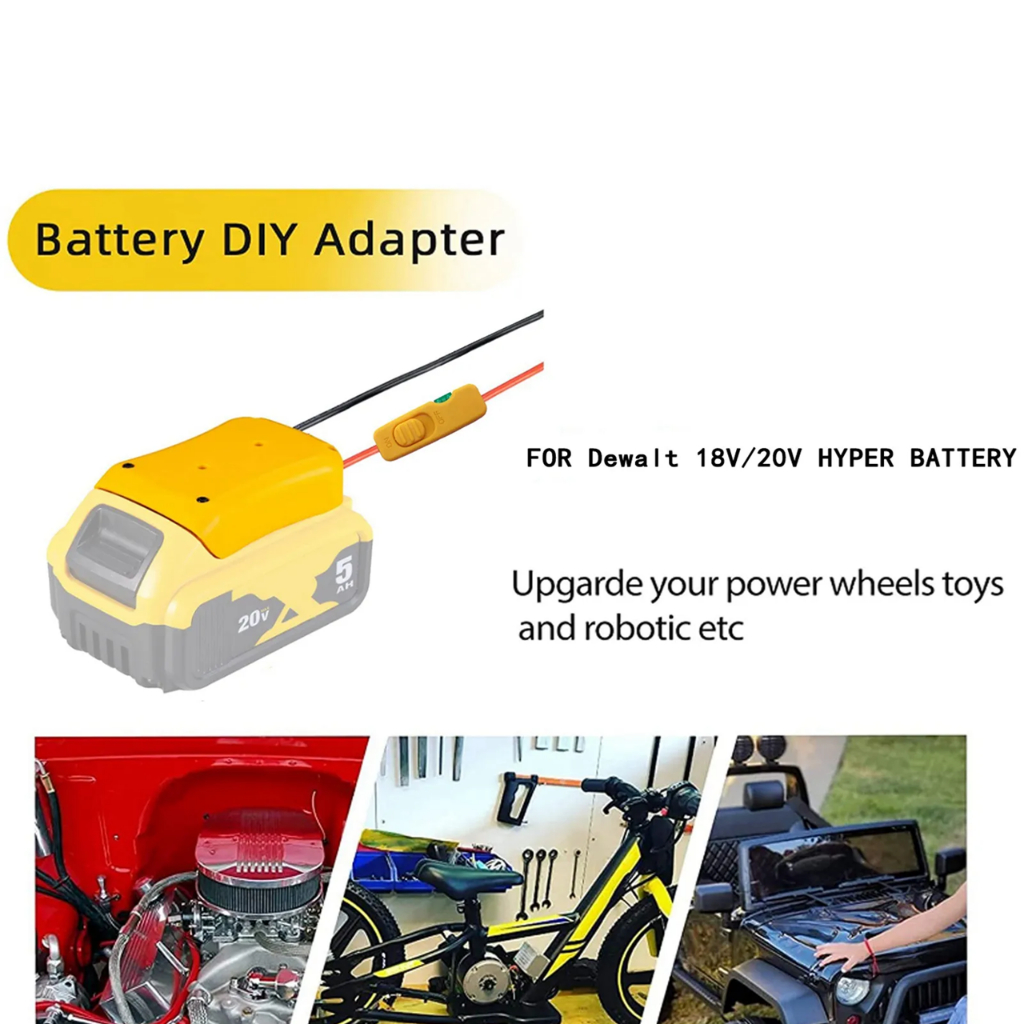 Đế Lấy  Nguồn Cho Pin Dewalt 18V–20V DCB204 DCB200 DCB203 DCB606 – Battery Adapter Có Cầu Chì 30A