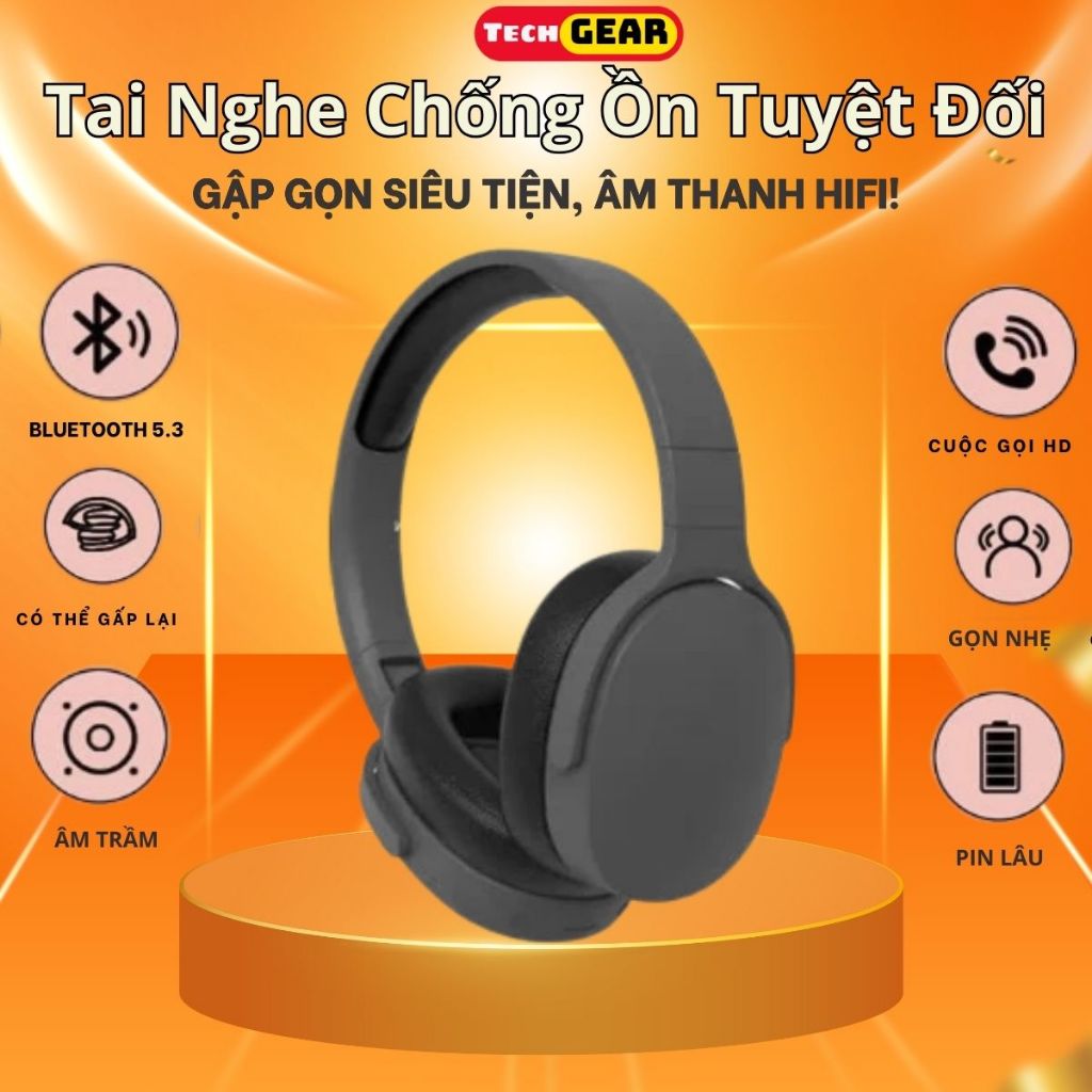 Tai Nghe Bluetooth Chụp Tai P2961 – Chống Ồn Tuyệt Đối, Gập Gọn Siêu Tiện, Âm Thanh HiFi