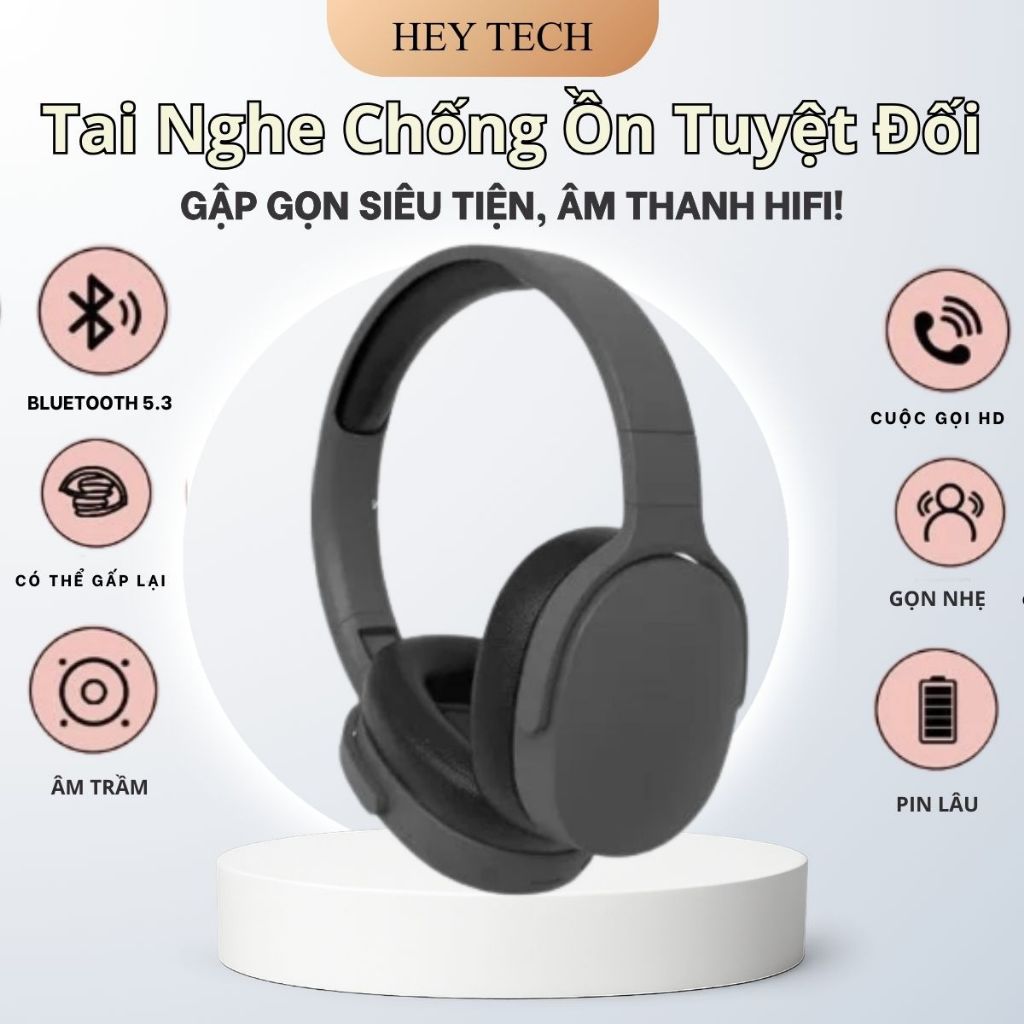 Tai Nghe Bluetooth Chụp Tai P2961 – Chống Ồn Tuyệt Đối, Gập Gọn Siêu Tiện, Âm Thanh HiFi