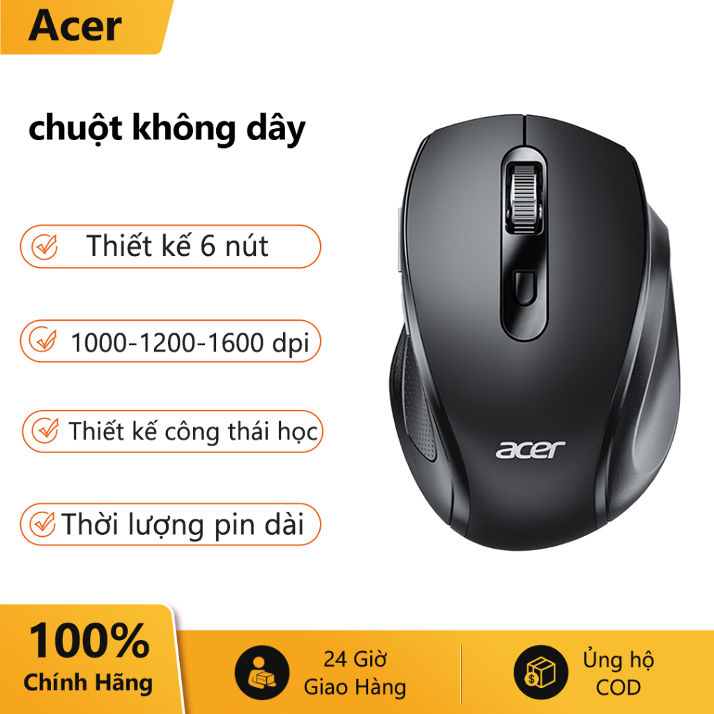 Chuột không dây Acer L173 2.4G dành cho văn phòng, thiết kế công thái học sáu nút, tương thích với nhiều hệ thống. | BigBuy360 - bigbuy360.vn