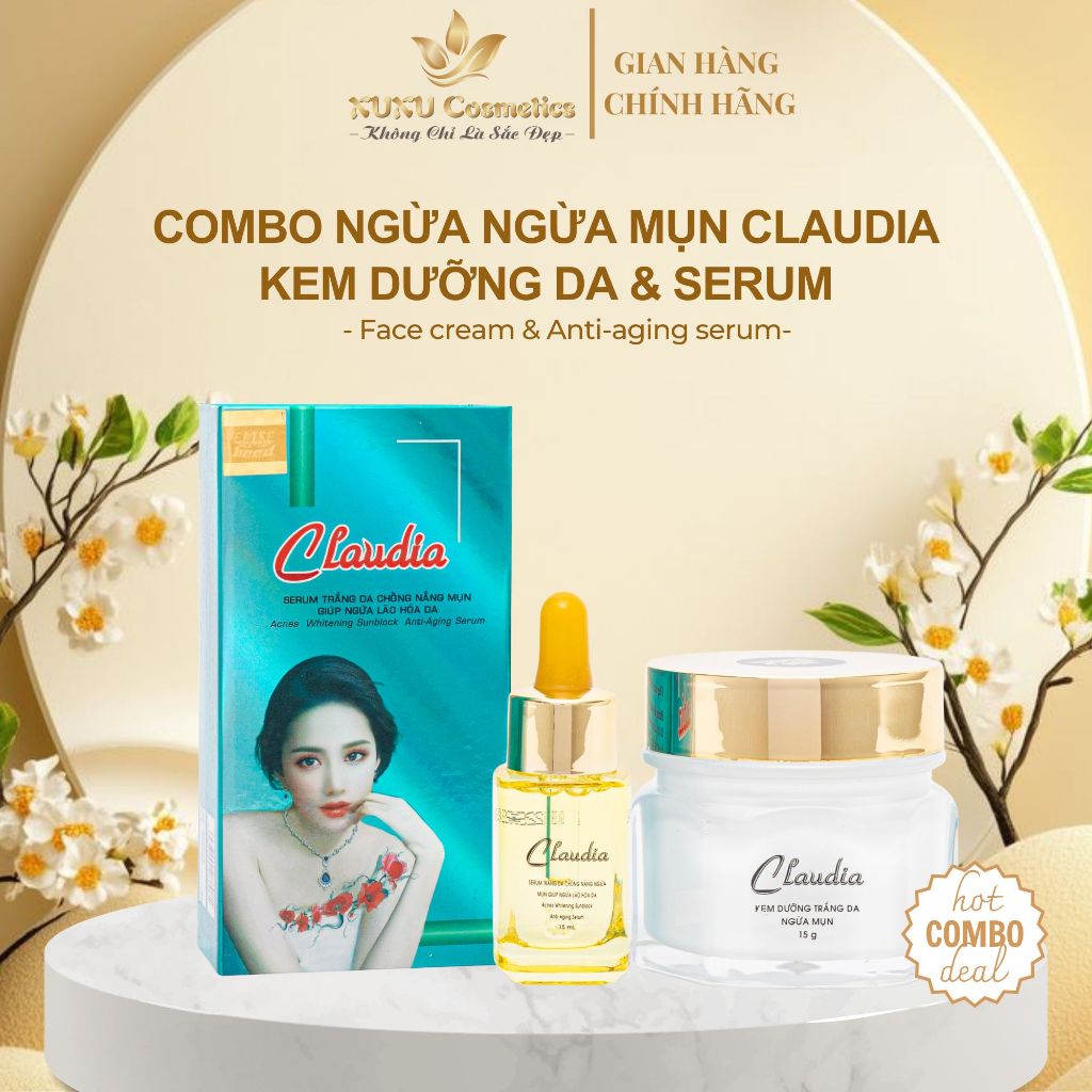 Combo dưỡng trắng da, ngừa mụn Claudia