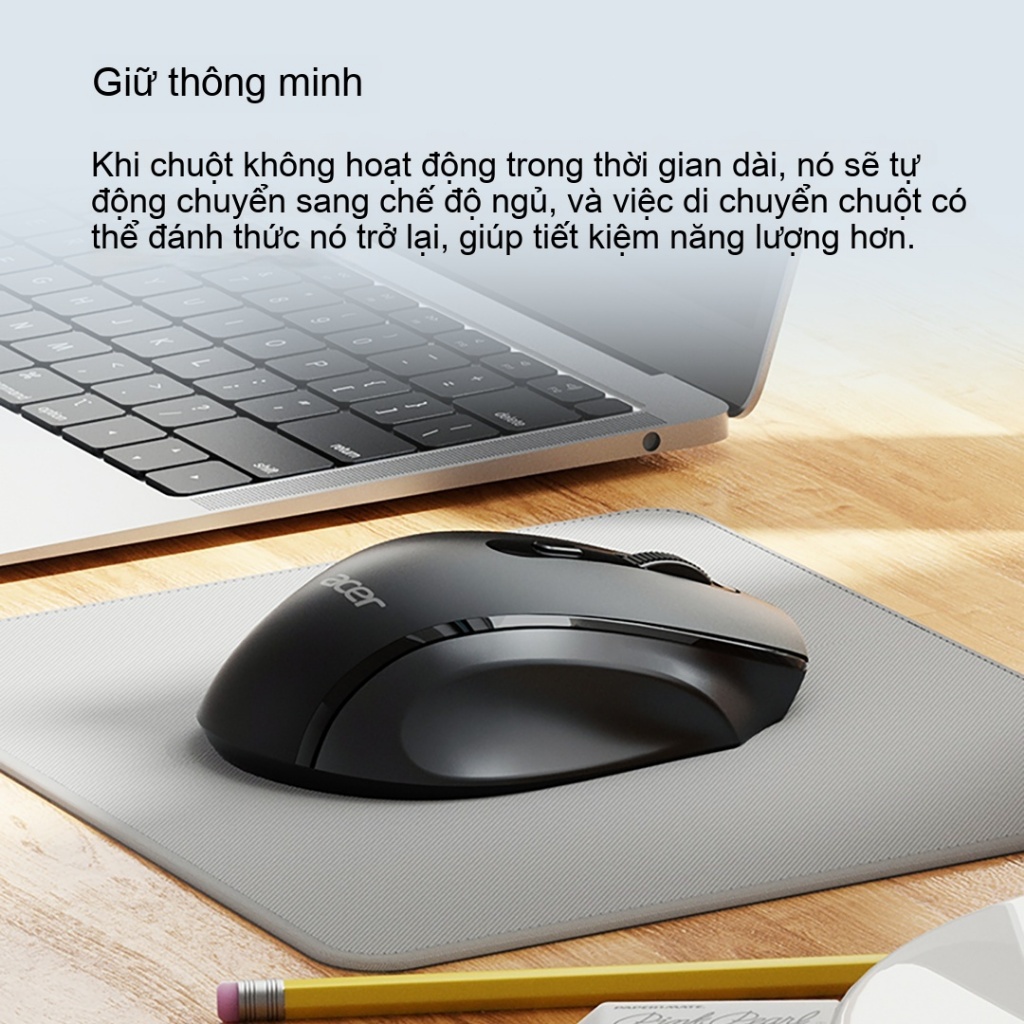 Chuột không dây Acer L173 2.4G dành cho văn phòng, thiết kế công thái học sáu nút, tương thích với nhiều hệ thống. | BigBuy360 - bigbuy360.vn