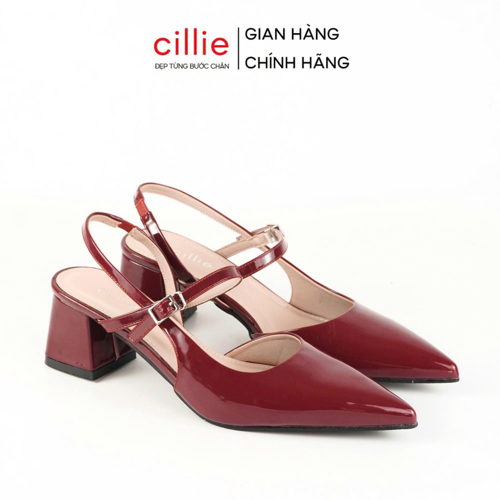 Giày Slingback Cillie Mũi Nhọn Nữ Gót Vuông 5cm CG51