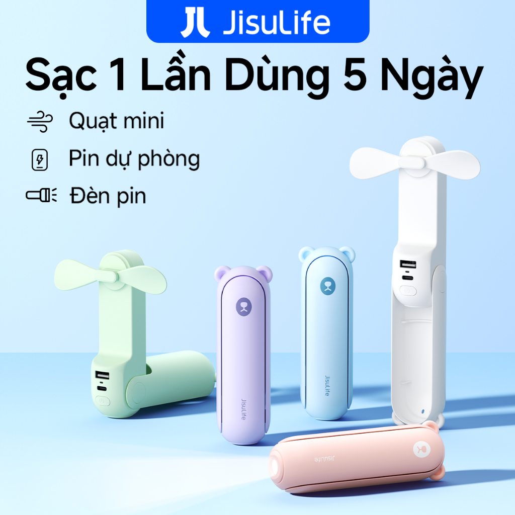 JisuLife QUẠT MINI CẦM TAY F8X PIN 46H SIÊU BỀN ĐA NĂNG GẬP GỌN DI ĐỘNG DÙNG BÀN NGOÀI TRỜI CHO VĂN 