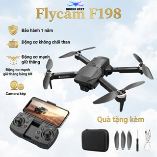 Máy Bay Flycam F198, Drone 2 camera HD trang bị ĐÔNG CƠ KHÔNG CHỔI THAN