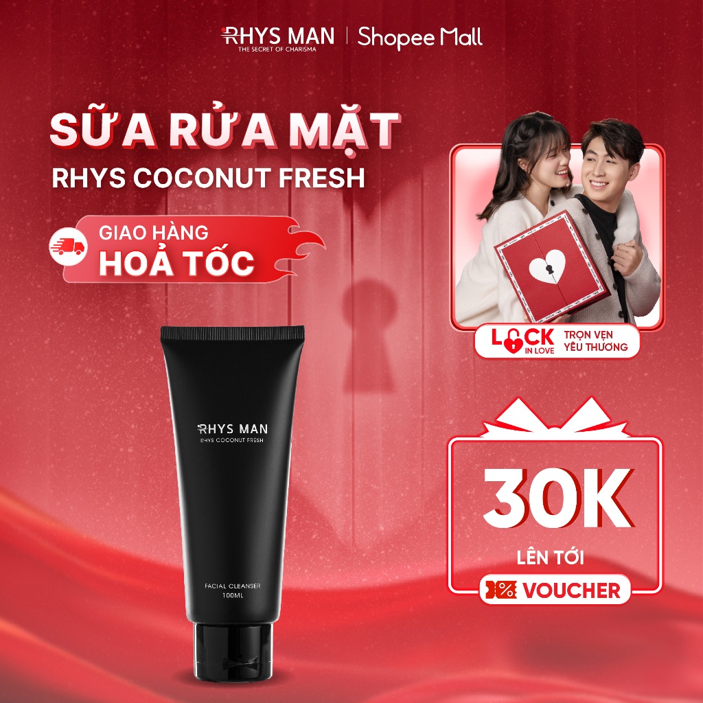 Sữa rửa mặt nam RHYS MAN hương dừa thơm mát Rhys Coconut Fresh 100ml