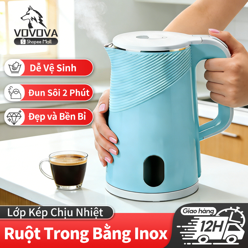 VOVOVA 2.5L Ấm đun nước điện 304 thép không gỉ Ấm đun siêu tốc electric kettle electric pot