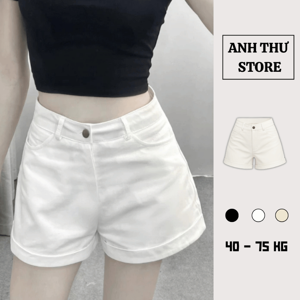 Quần Short KaKi Nữ Cạp Cao BigSize Gập Gấu , Quần Đùi Nữ Đẹp Sắn Gấu Phong Cách Hàn Quốc 263 | BigBuy360 - bigbuy360.vn