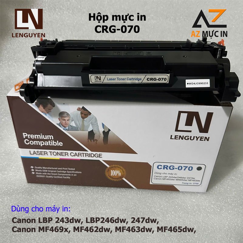 Hộp mực CRG 070 LN CÓ CHÍP dùng cho máy in Canon LBP246dw, LBP243dw, MF465dw, MF462dw giá gồm VAT