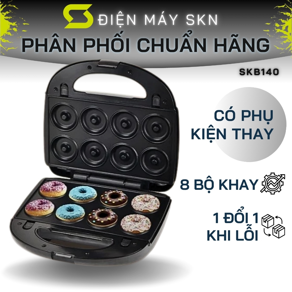 Máy kẹp bánh mì sandwich LUMABELLA 8 KHAY SKB140 chống dính tốt, công suất lớn tới 750W nướng nhanh chóng LB58052