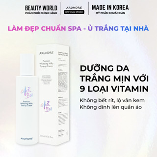 Kem Ủ Trắng Body Cao Cấp Arumore Premium Whitening Milky Tone-up Cream Niacinamide Trắng Da Make-Up Body 200ml