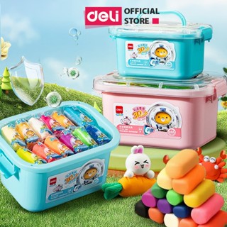 Bộ đất nặn 12/24 Màu An Toàn Deli Đất nặn 3D Chất Liệu Hữu Cơ Không Dính Tay Tặng Kèm Khuôn Nhựa Màu Sắc Tươi Sáng