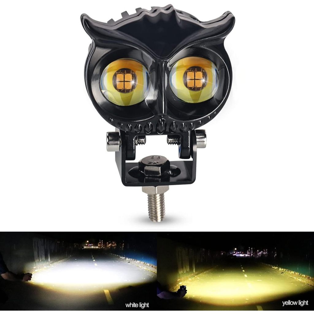 Đèn Trợ Sáng Bi Cầu Mini 2 Mắt Mèo - Led 2 Màu (Trắng Vàng) Siêu Sáng Cho Xe Máy, Xe Điện - Chống Nước IP67