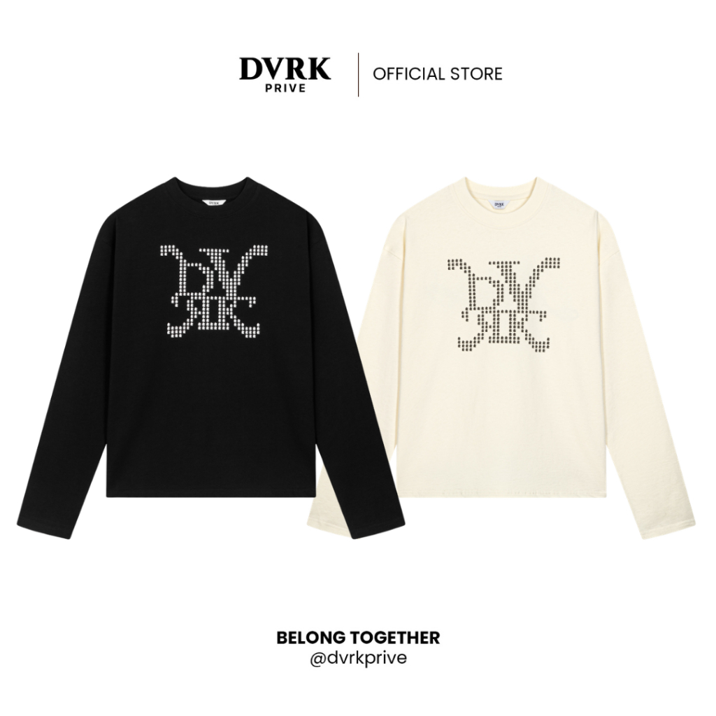 Áo Thun Tay Dài Form Oversize DVRK Privé Knight Dot Vải Cotton Cao Cấp Chi Tiết In Logo Local Brand