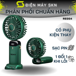 Quạt cầm tay sạc pin mini rekky cải tiến pin kép, tặng dây đeo cổ và vòng thơm-roice-loại hiển thị led