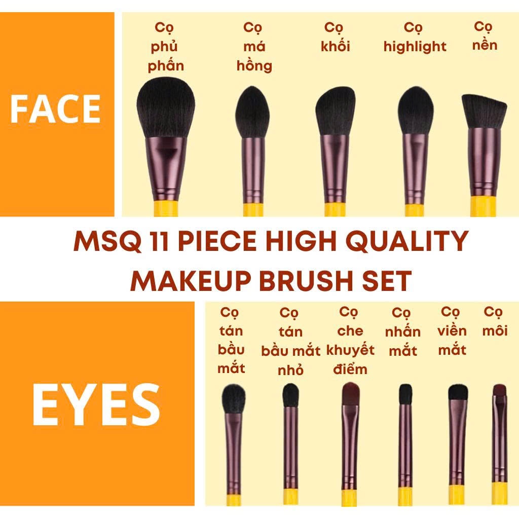Bộ cọ trang điểm MSQ 8pcs Macaron Makeup Brush Set màu xanh