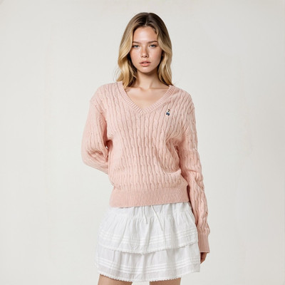 Áo Sweater WHO.A.U Steve V-neck Cable Sweater_WHKAG1114F