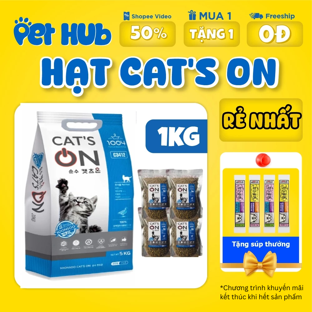 [1KG] Hạt CAT'S ON Thức Ăn Cho Mèo Mọi Lứa Tuổi, Hạt Dinh Dưỡng Cho Mèo Giá Rẻ, Cat's On Hàn Quốc