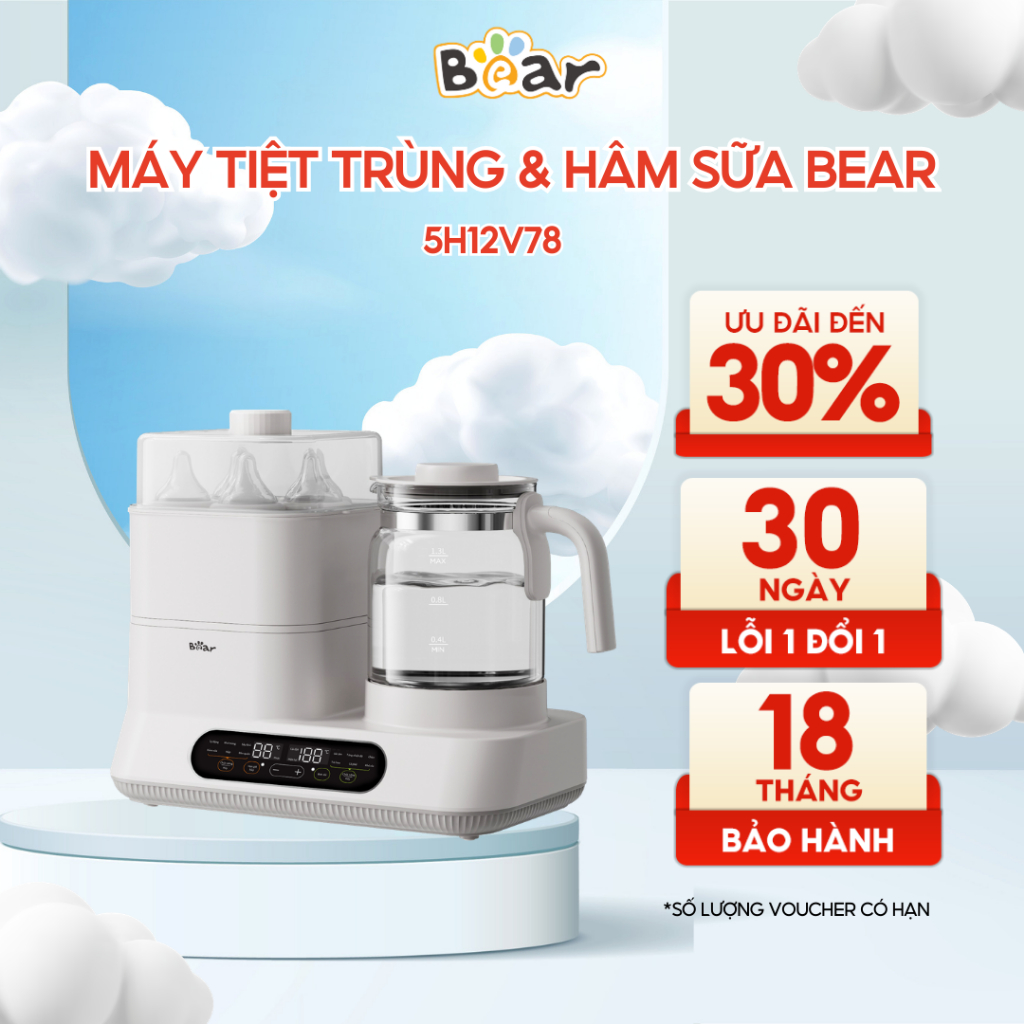 Máy Đun Nước Pha Sữa Tiệt Trùng BEAR, Máy Hâm Sữa Tiệt Trùng Sấy Khô Bình Sữa Thông Minh Giữ Nhiệt 7