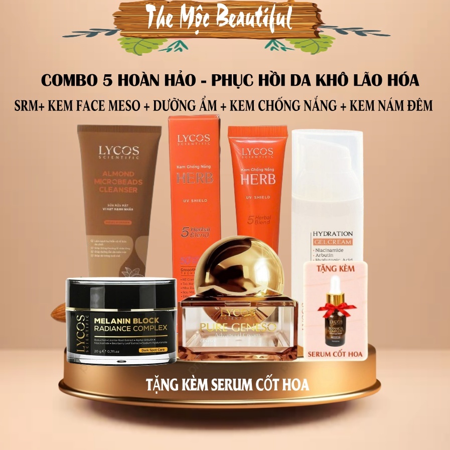 [Da Khô Lão Hóa] Combo Lycos phục hồi : SRM, Dưỡng Ẩm, Face Meso, Kem Nám, Kem chống nắng