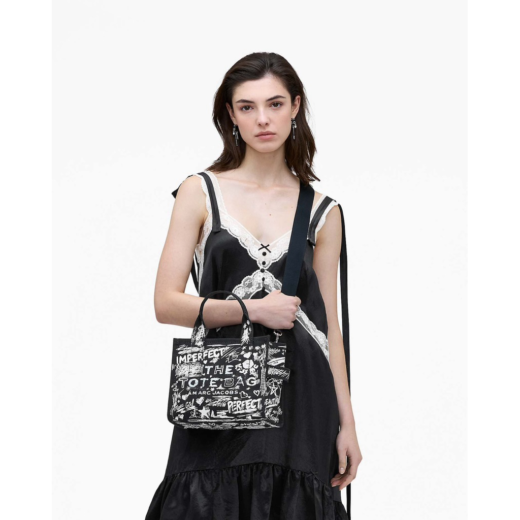 Túi Marc Jacobs the Punk scribble canvas small tote bag