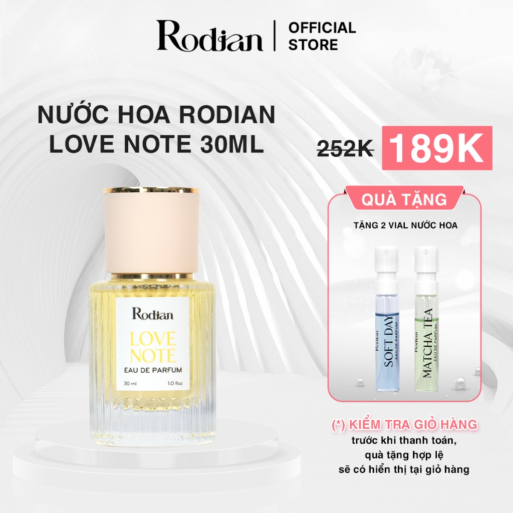 Nước Hoa Nữ Rodian Love Note Chính Hãng Nữ Tính, Lãng Mạng, Gợi Cảm, Hiện Đại