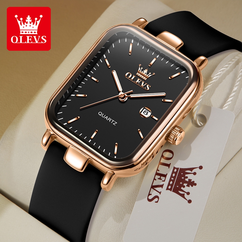 OLEVS Đồng hồ Nữ Thạch anh Dây đeo đồng hồ bằng cao su tự nhiên Đơn giản Quà chống thấm nước 7089