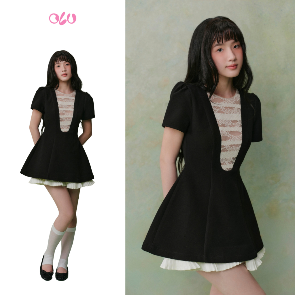 Đầm OLV chiết eo đứng form thanh lịch A Line White Layered Mini Dress nhiều màu phù hợp đi tiệc