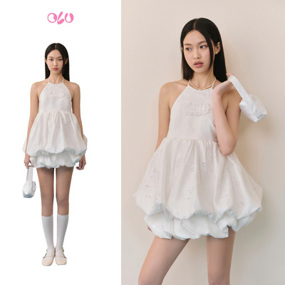 Set OLV áo và quần bí dáng yếm ngọt ngào White Kate Halter Puff Mini Set phù hợp đi chơi