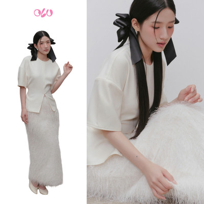 Chân váy OLV lông dáng maxi thanh lịch sang trọng White Feathered Maxi Skirt phù hợp đi tiệc