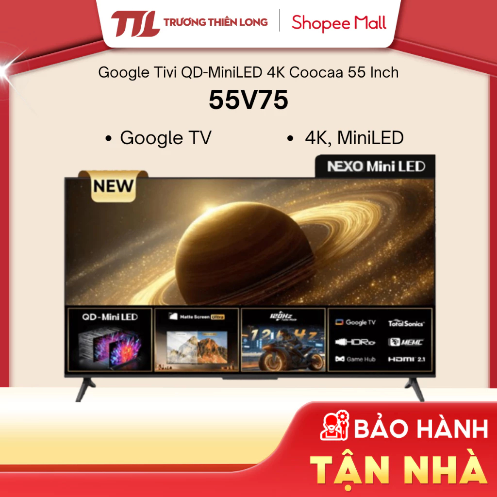 55V75 | 55Y84 | 55Y73 | 55Y73 PRO - Google Tivi QD-Mini LED Coocaa 4K 55 inch 55V75 [FREESHIP HCM]