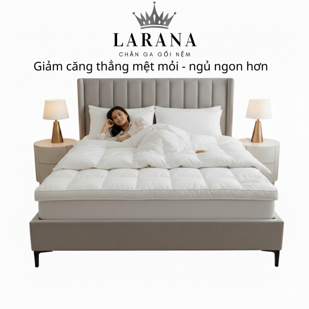Nệm Topper Gòn Microfiber Lông Vũ Nhân Tạo - Mền Mại -Thoáng Mát , Tiện Nghi Êm Ấi - Chuẩn Khách Sạn | BigBuy360 - bigbuy360.vn