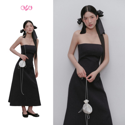 Đầm OLV cúp ngực denim đứng form thanh lịch Charcoal Denim A Line Midi Dress phù hợp mọi dịp đi chơi