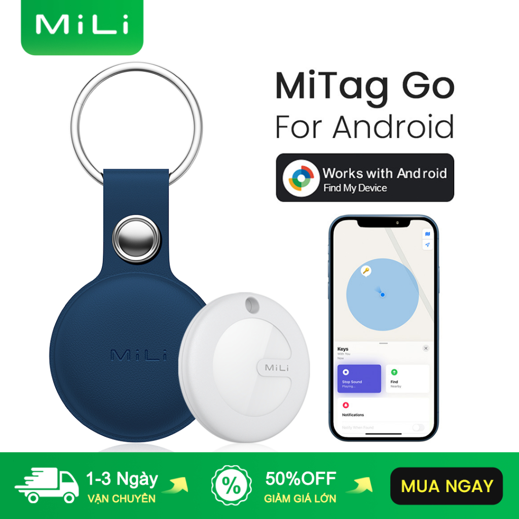 Mili MiTag Go GPS Bluetooth Tracker cho Android Keys Finder và Pet Locator Hoạt động với Google Find
