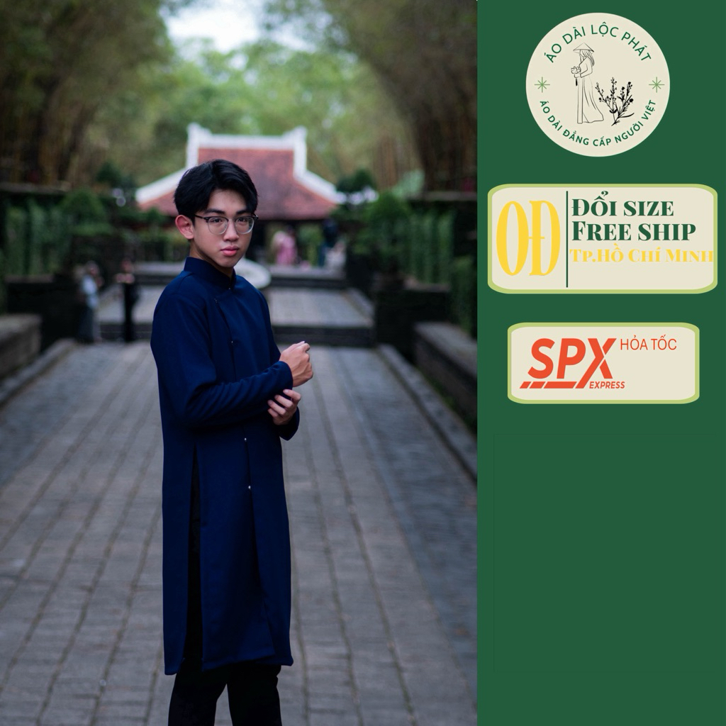 [Mẫu Tết 2026-] Áo Dài Nam Cách Tân Trơn Vải Tuyết Mưa - Áo Dài Lộc Phát