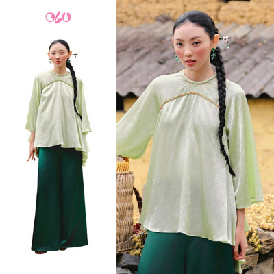 Áo OLV lụa tay lở kiểu truyền thống thanh lịch Lô Nhã phù hợp đi chơi lễ tết