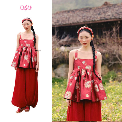 Áo babydoll OLV hoa gấm truyền thống Tú Văn phù hợp đi chơi lễ tết