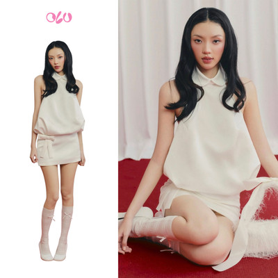 Đầm yếm OLV cổ sen dáng ngắn White Halter Layered Mini Dress phù hợp đi tiệc