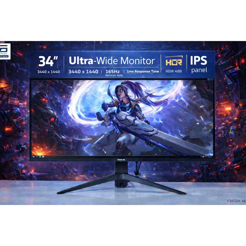 Màn hình Ultrawide YUNSI 34 in 4K 165hz IPS phẳng đen- Y340ZM 34" chỉnh chiều cao gaming đồ họa inch