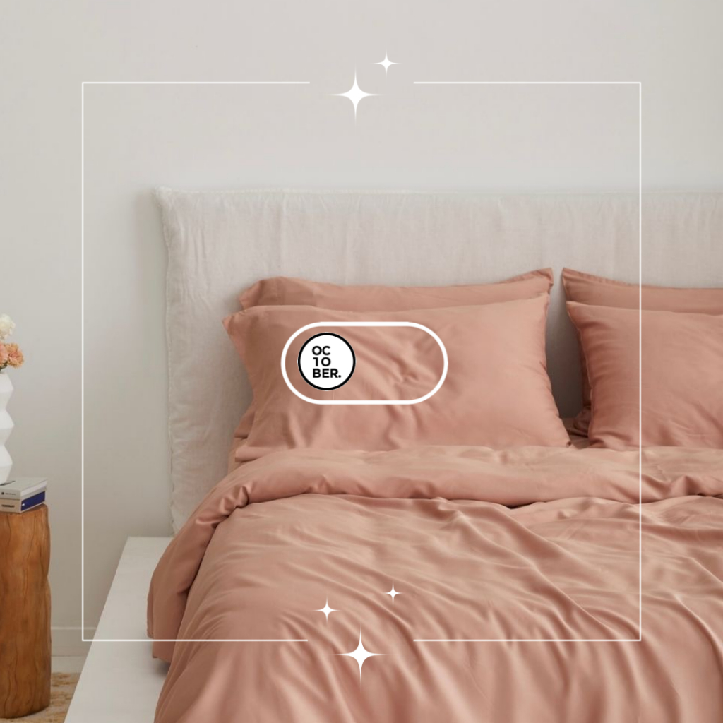 Bộ Chăn Ga Gối 5 món HỎA TỐC size 1m6 đến 1m8 Tencel ĐẬU NÀNH vải sợi 60s thương hiệu OCTOBER BEDDIN