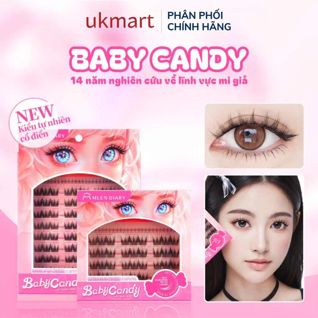 Mi Giả Tự Dính MLEN DIARY Không Cần Keo, Có Thể Tái Sử Dụng, Mẫu Bling, Baby Candy, Idol