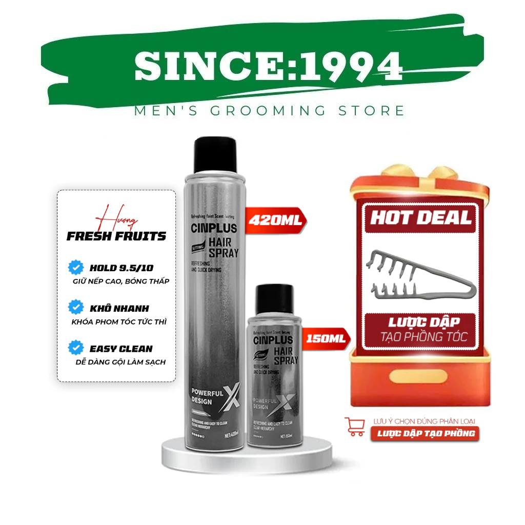 GÔM CỨNG | Gôm xịt định hình, giữ nếp tóc Cinplus Hair Spray X 150ml, 420ml - Chính hãng