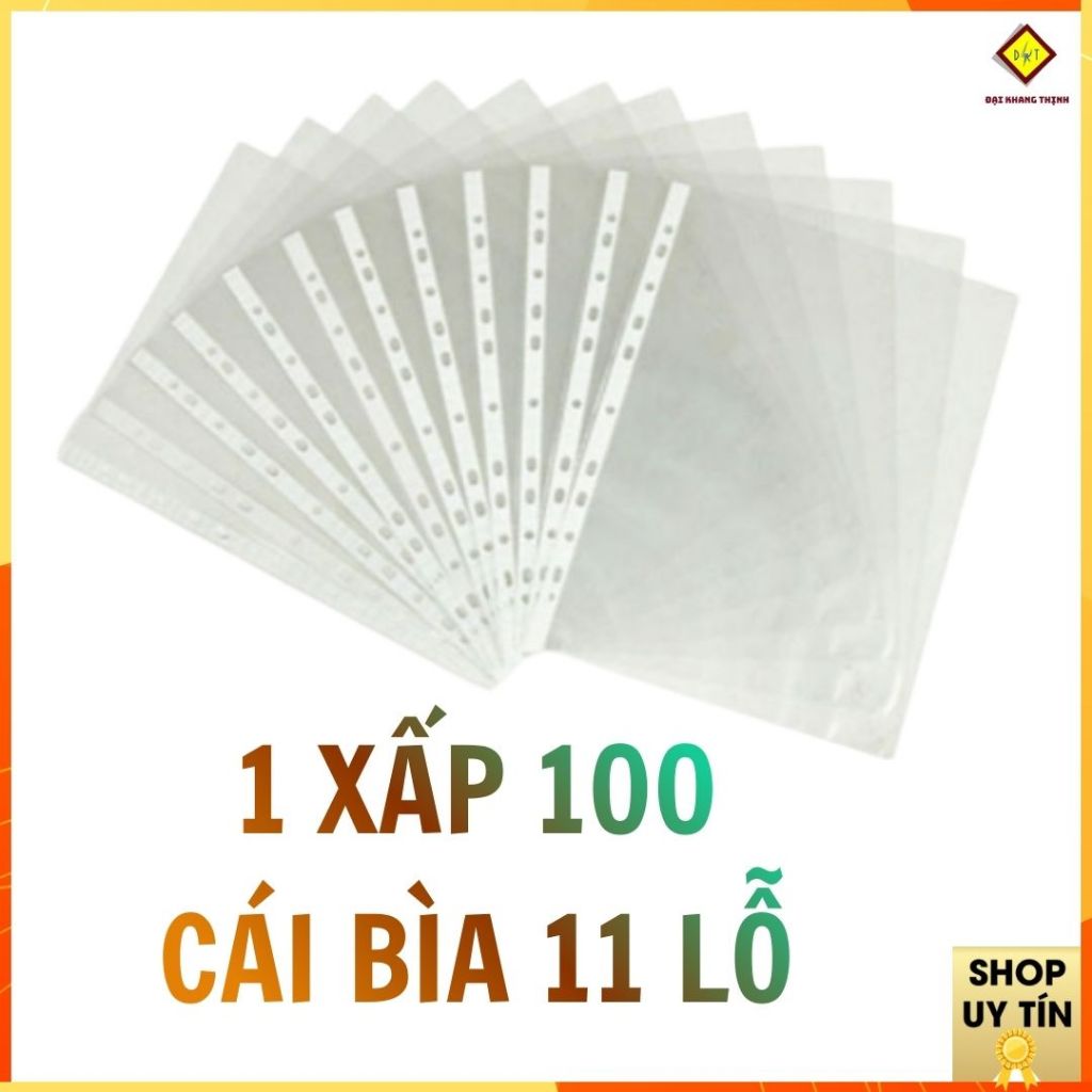 Bìa lá lỗ A4 file lá 11 lỗ đựng hồ sơ bìa sơ mi đơn đựng giấy A4 văn phòng100 tờ/xấp