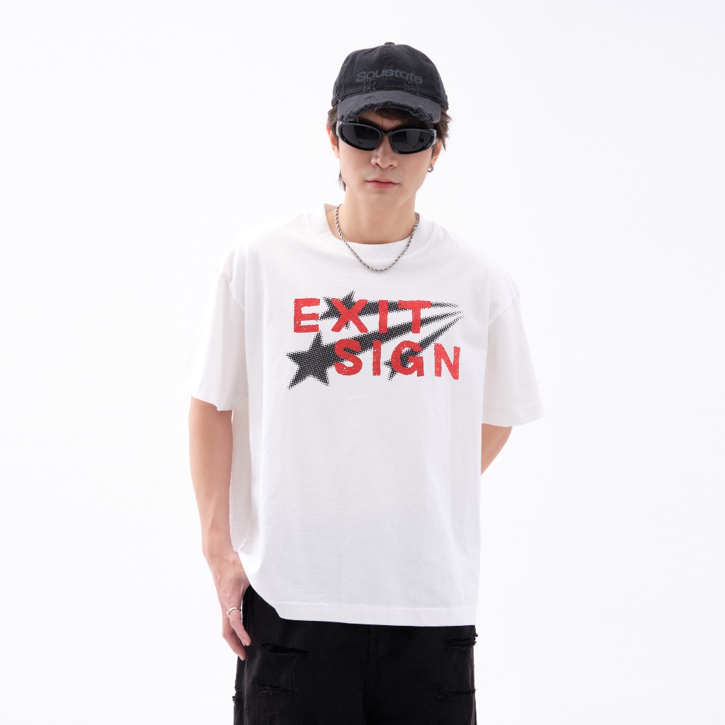 Áo Thun Boxy Local Brand Form Rộng – Áo Phông Trơn Vải Cotton 250GSM - EXIT SIGN