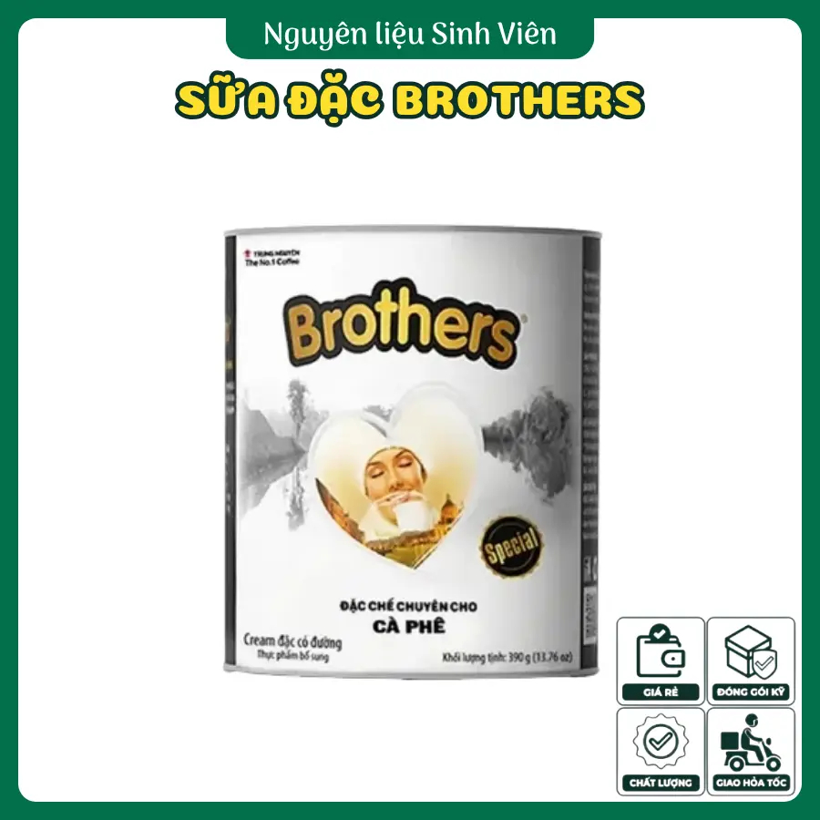 [Chính hãng có VAT] Sữa Đặc Có Đường Brothers Trung Nguyên 390g date mới, nguyên liệu pha chế cà phê