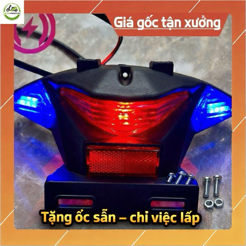 Đèn hậu + ốc + ốp hậu xe đạp điện cap a mod audi dùng nguồn 12V cho xe Pega, Hk bike, Fuji, Nijia…